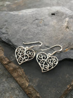 Filigree Heart Earring 15mm Drop