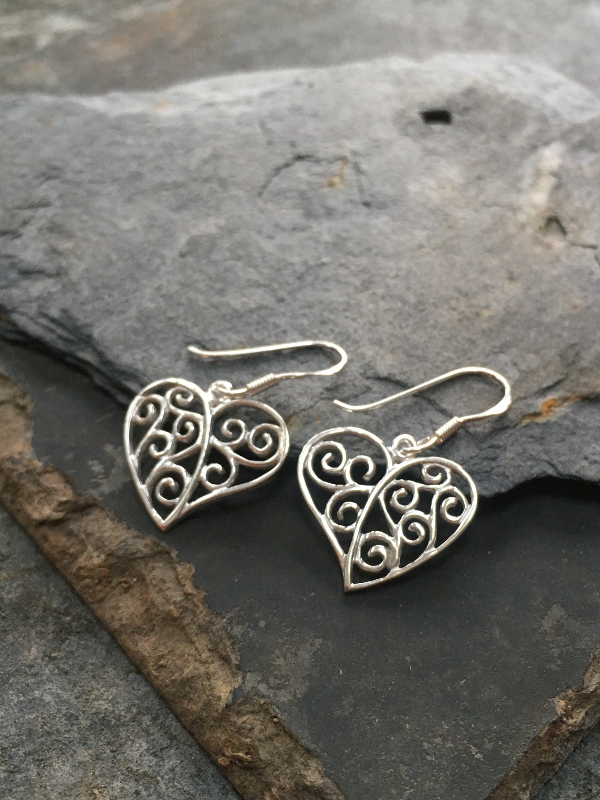 Filigree Heart Earring 15mm Drop