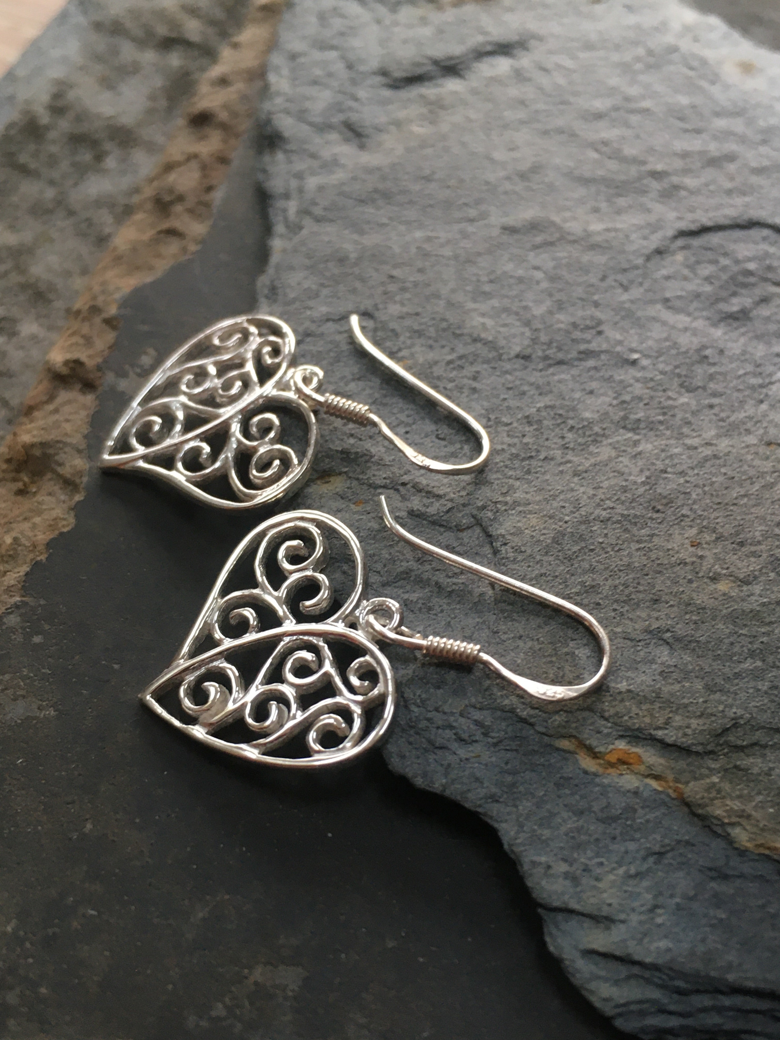 Filigree Heart Earring 15mm Drop
