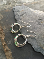Offset Abalone Circle Earring 20mm Drop