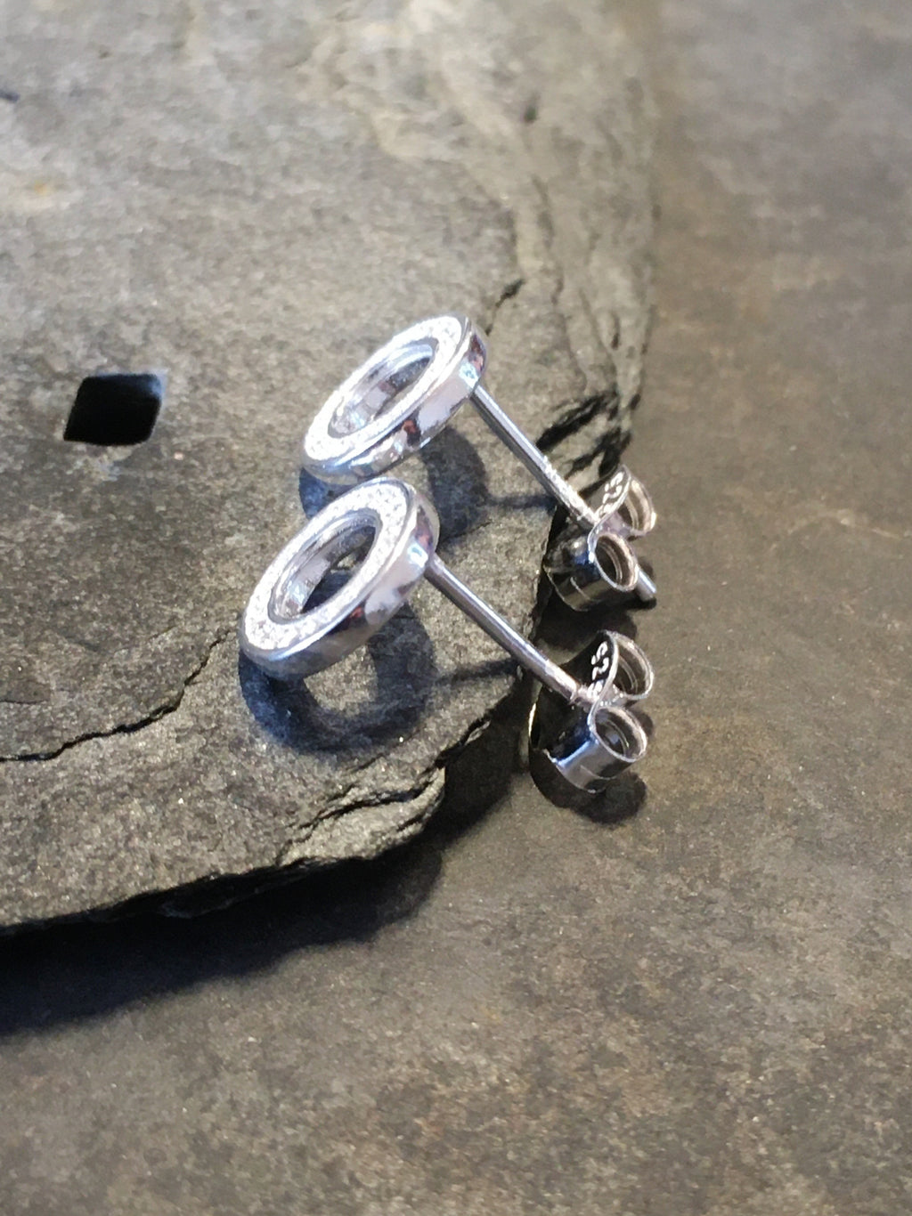 Cubic Zirconia Circle Stud 8mm