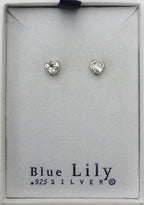 4mm Heart Cubic Zirconia Stud Basket Set