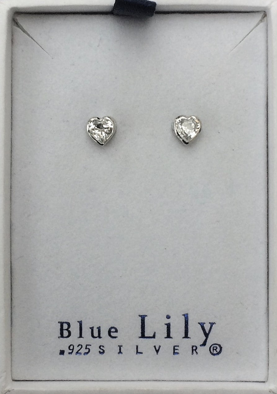4mm Heart Cubic Zirconia Stud Basket Set