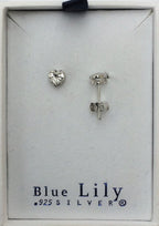 4mm Heart Cubic Zirconia Stud Basket Set