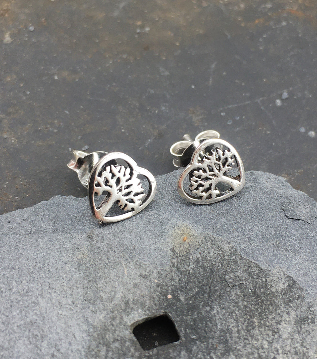 Tree Of Life Heart Stud