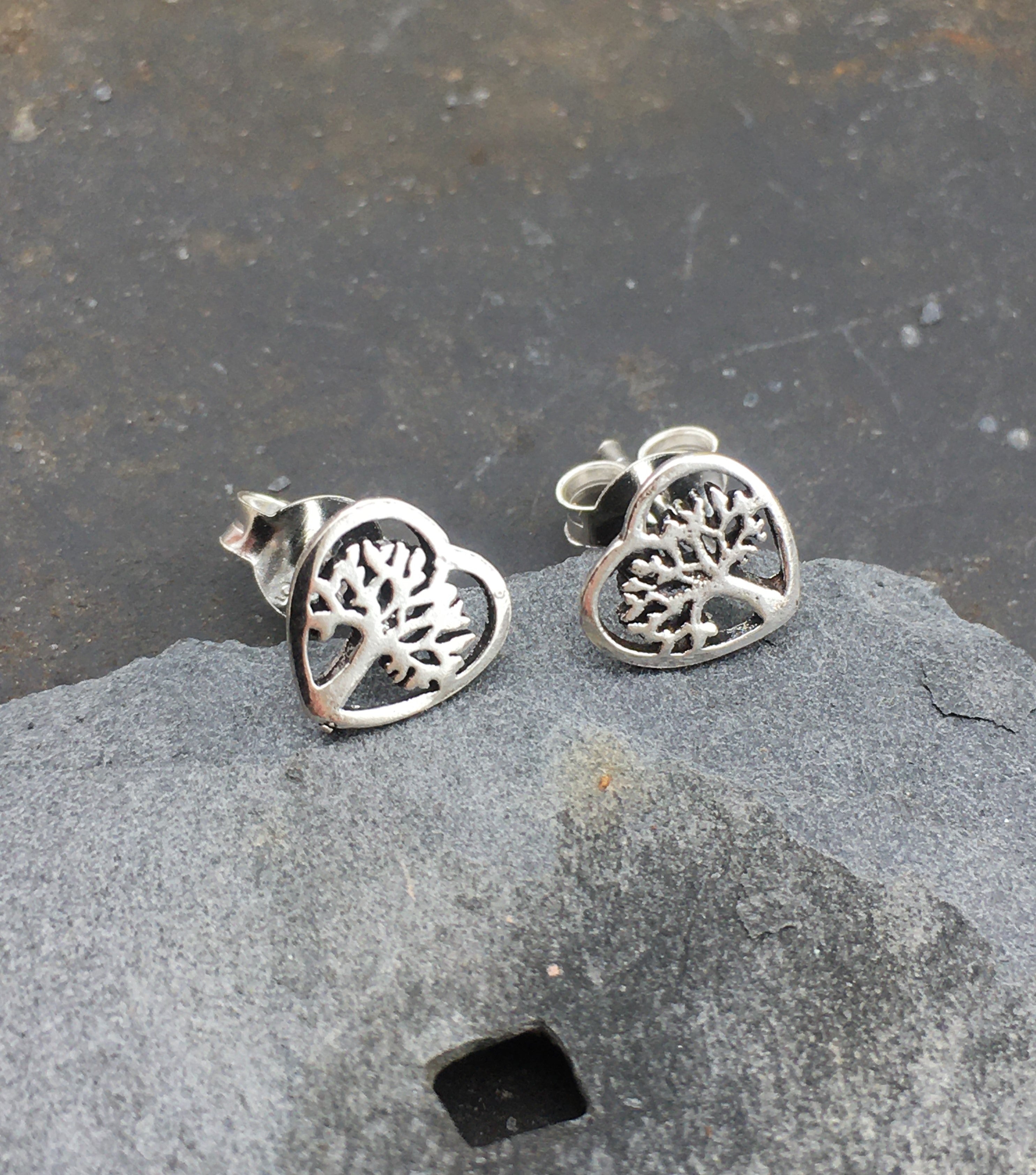Tree Of Life Heart Stud