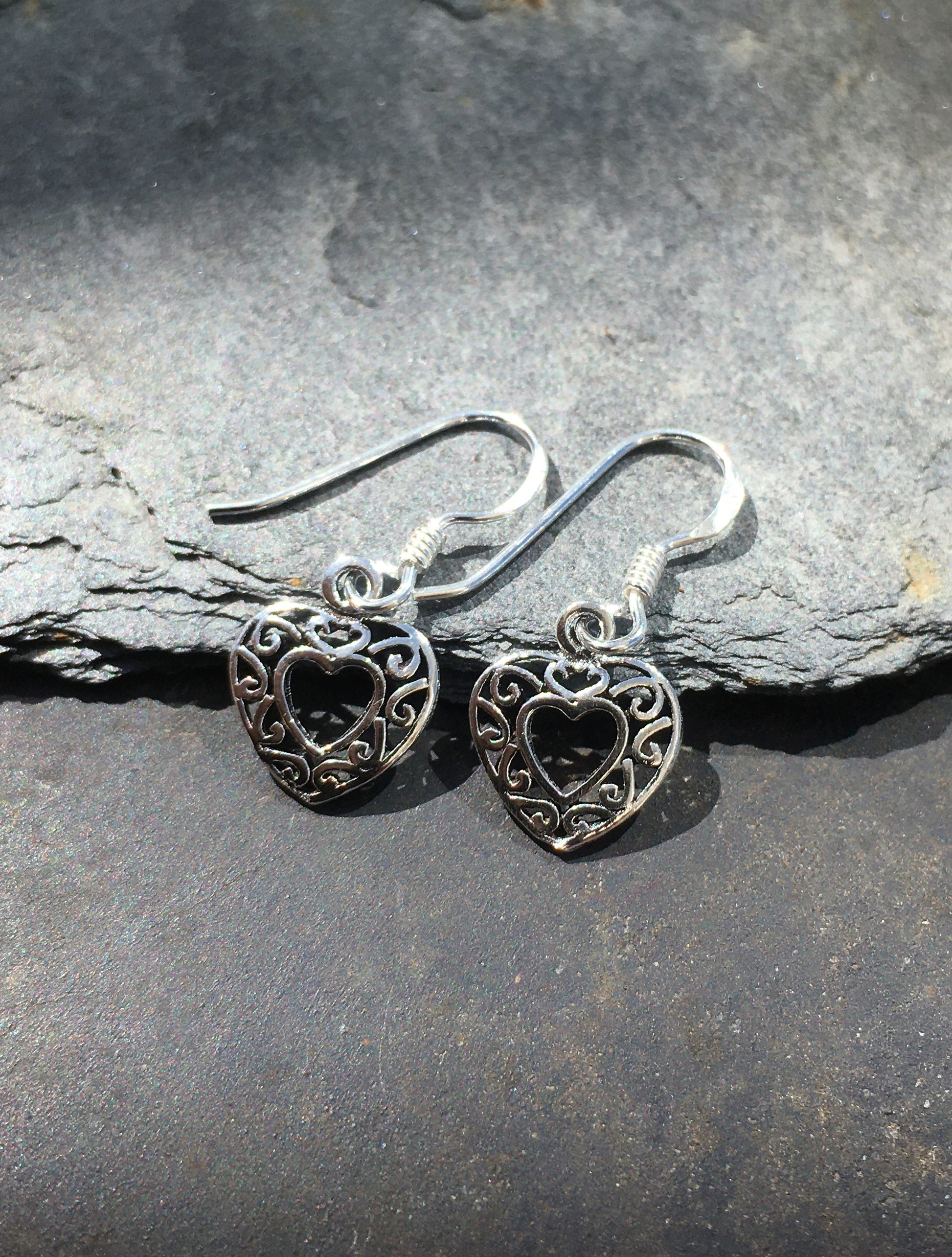 Small Filligree Heart Earrings
