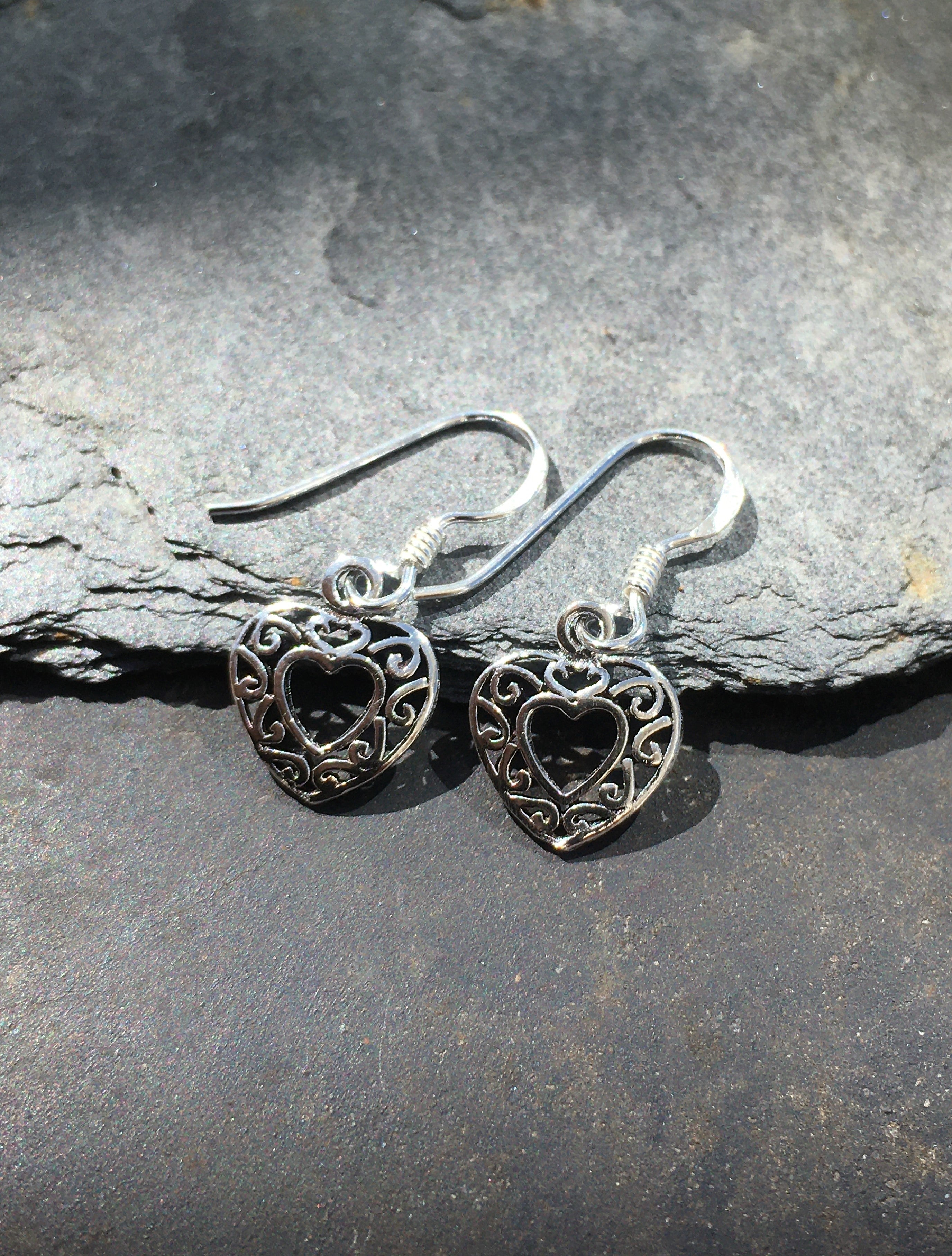 Small Filligree Heart Earrings