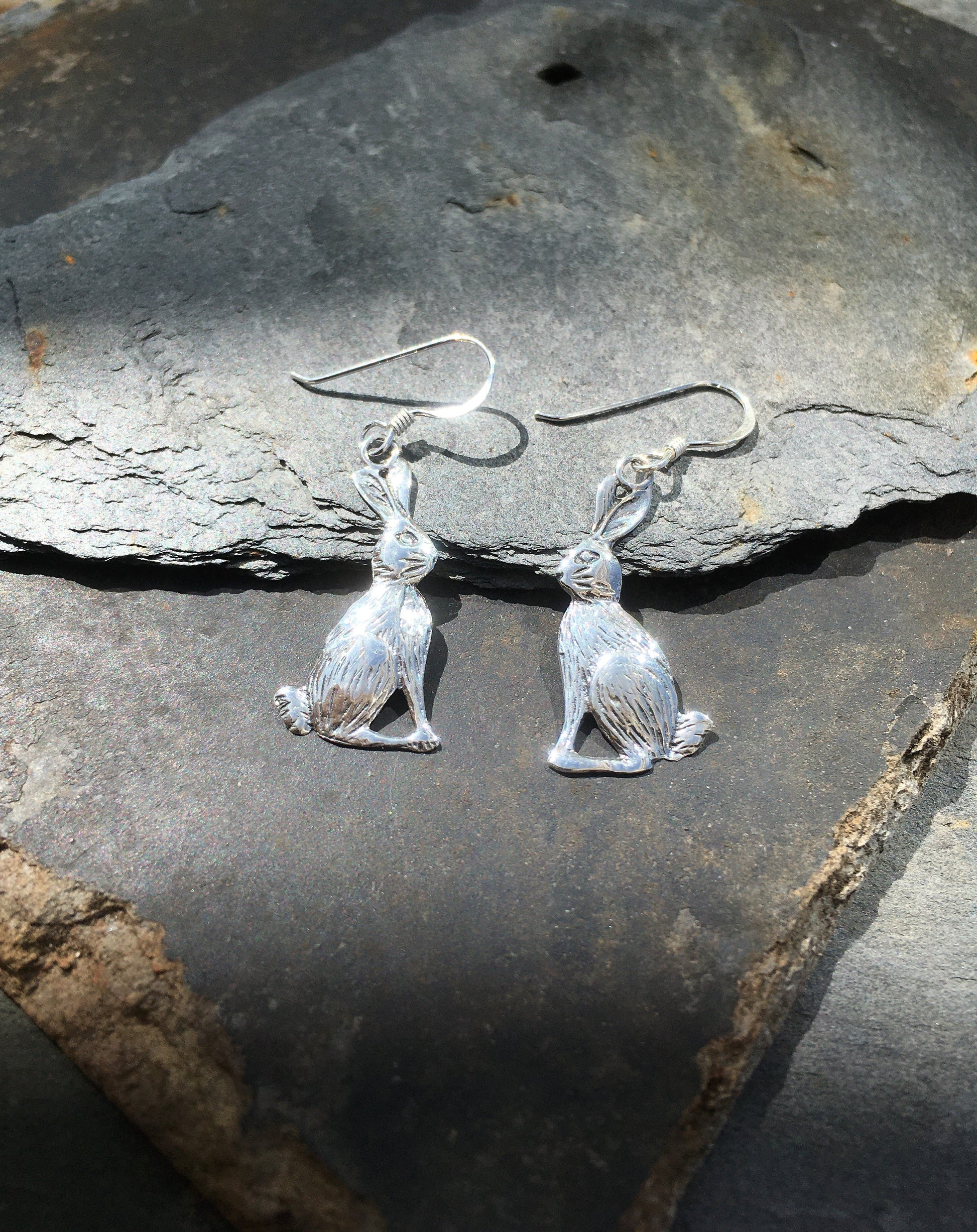 Moon Gazing Hare Earrings 925 Silver