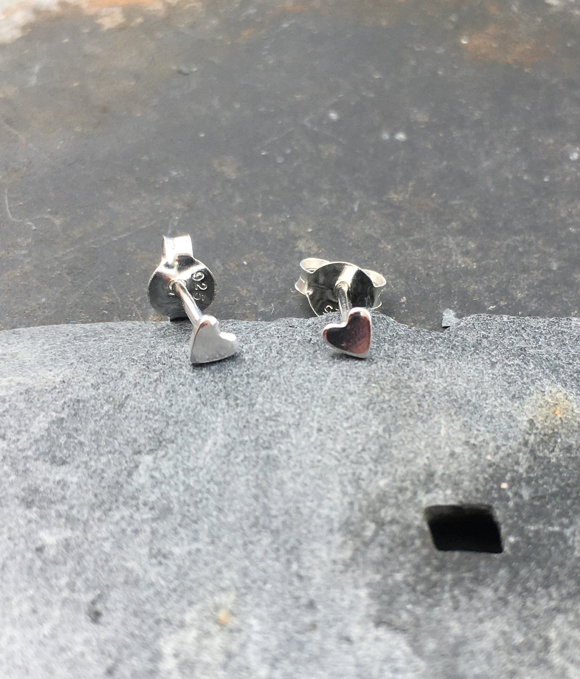 Tiny Polished Heart Stud