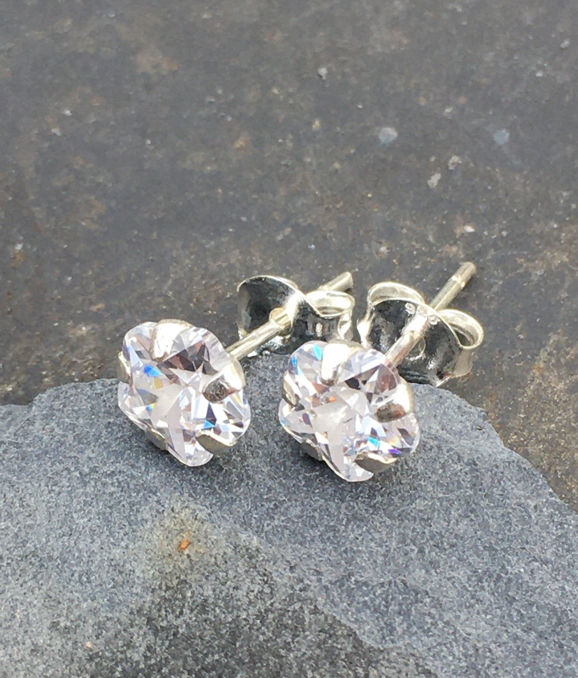 6mm Cubic Zirconia Flower Stud