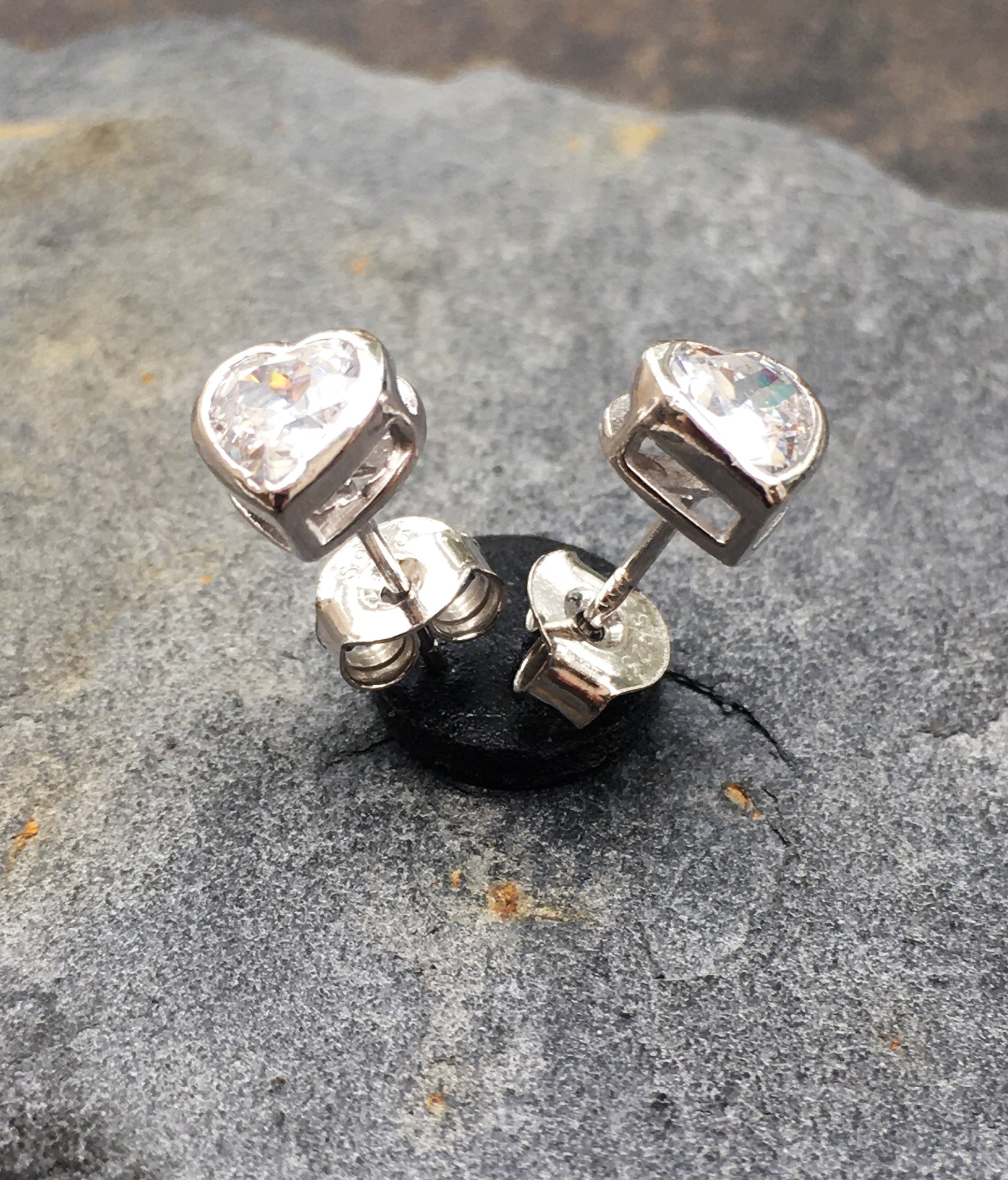 Cubic Zirconia 5mm Heart  Stud