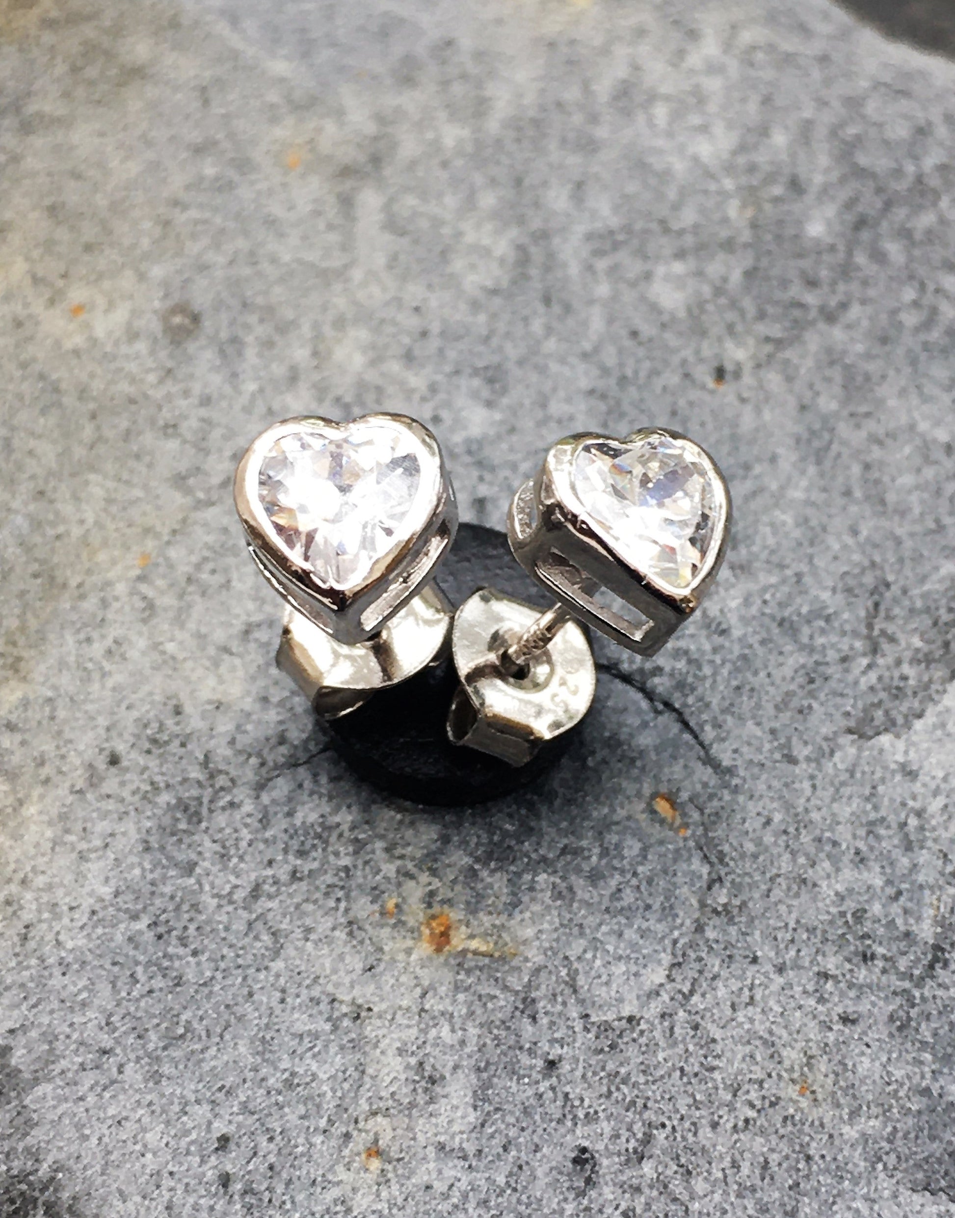 Cubic Zirconia 5mm Heart  Stud