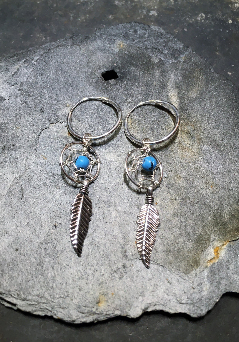 1.2 X 14mm Hoop With 10mm Blue Dreamcatcher Charm