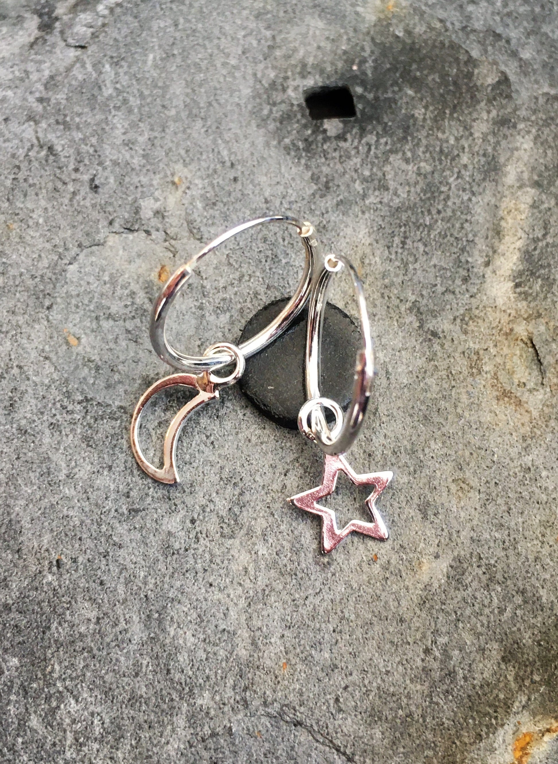 1.2 X 14mm Hoop With 6mm Moon&Star Charm