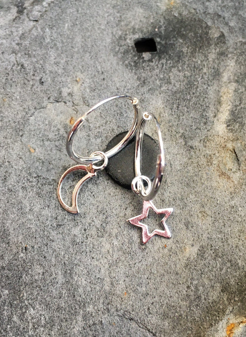1.2 X 14mm Hoop With 6mm Moon&Star Charm
