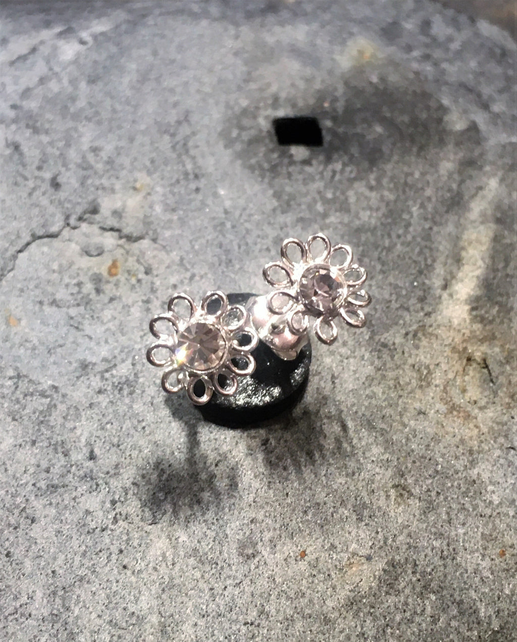 Clear Cubic Zirconia Flower Stud 8mm
