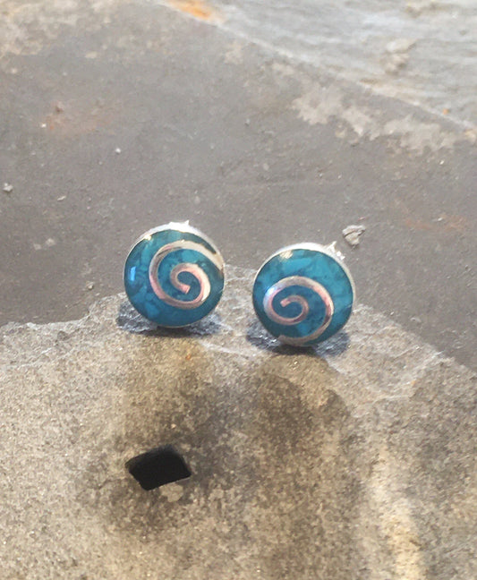 SS334B - 8MM ROUND BLUE SWIRL STUD