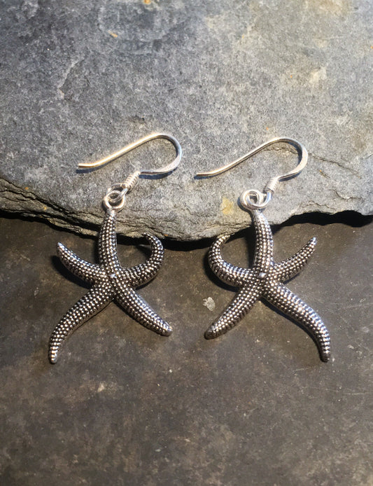 E573B0 - STARFISH DROP EARRING OXIDISED