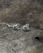 Aqua Cubic Zirconia Flower Stud 8mm