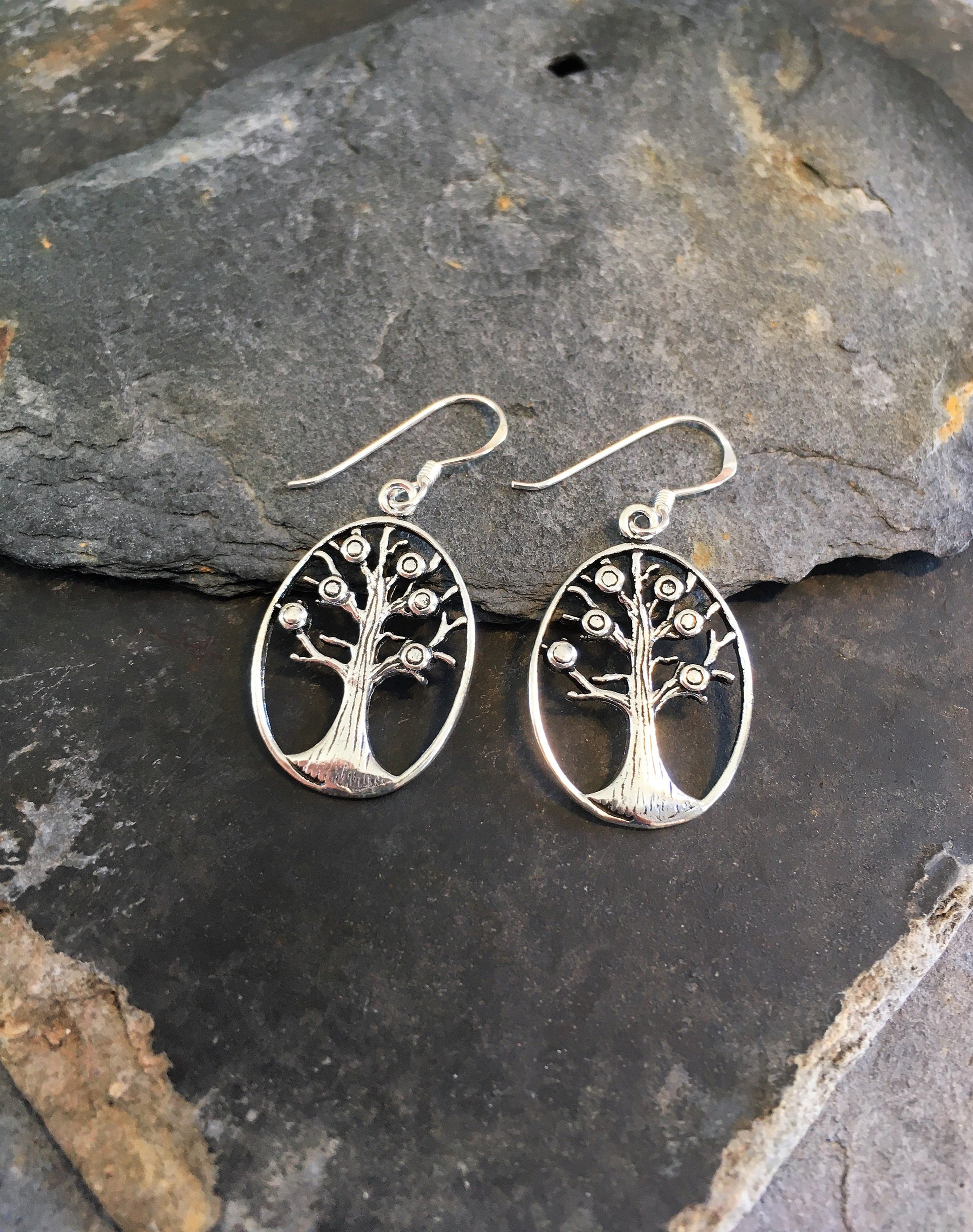 Oval Tree Of Life Earring 20mm Drop