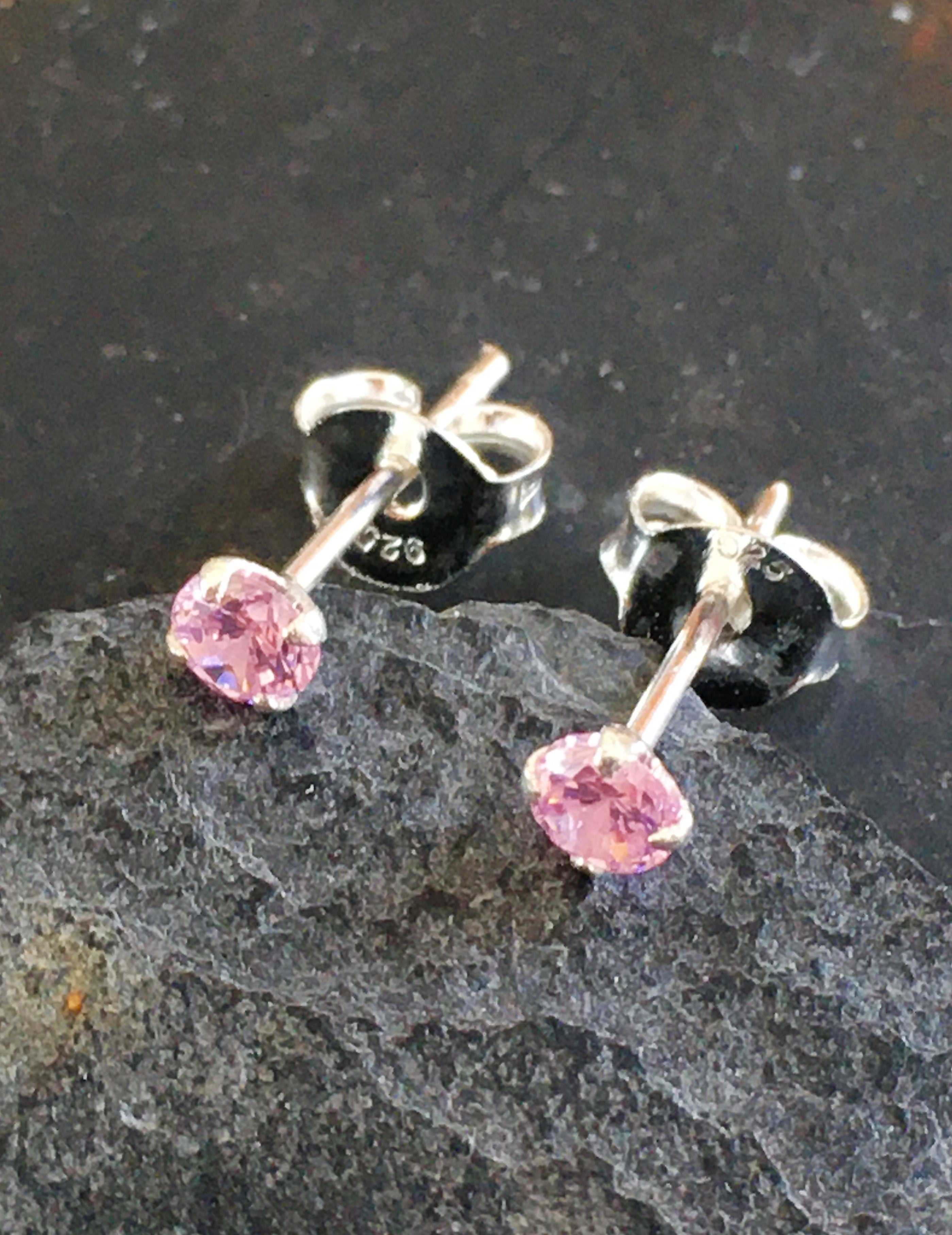 3mm Pink Cubic Zirconia Stud