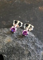 3mm Purple Cubic Zirconia Stud