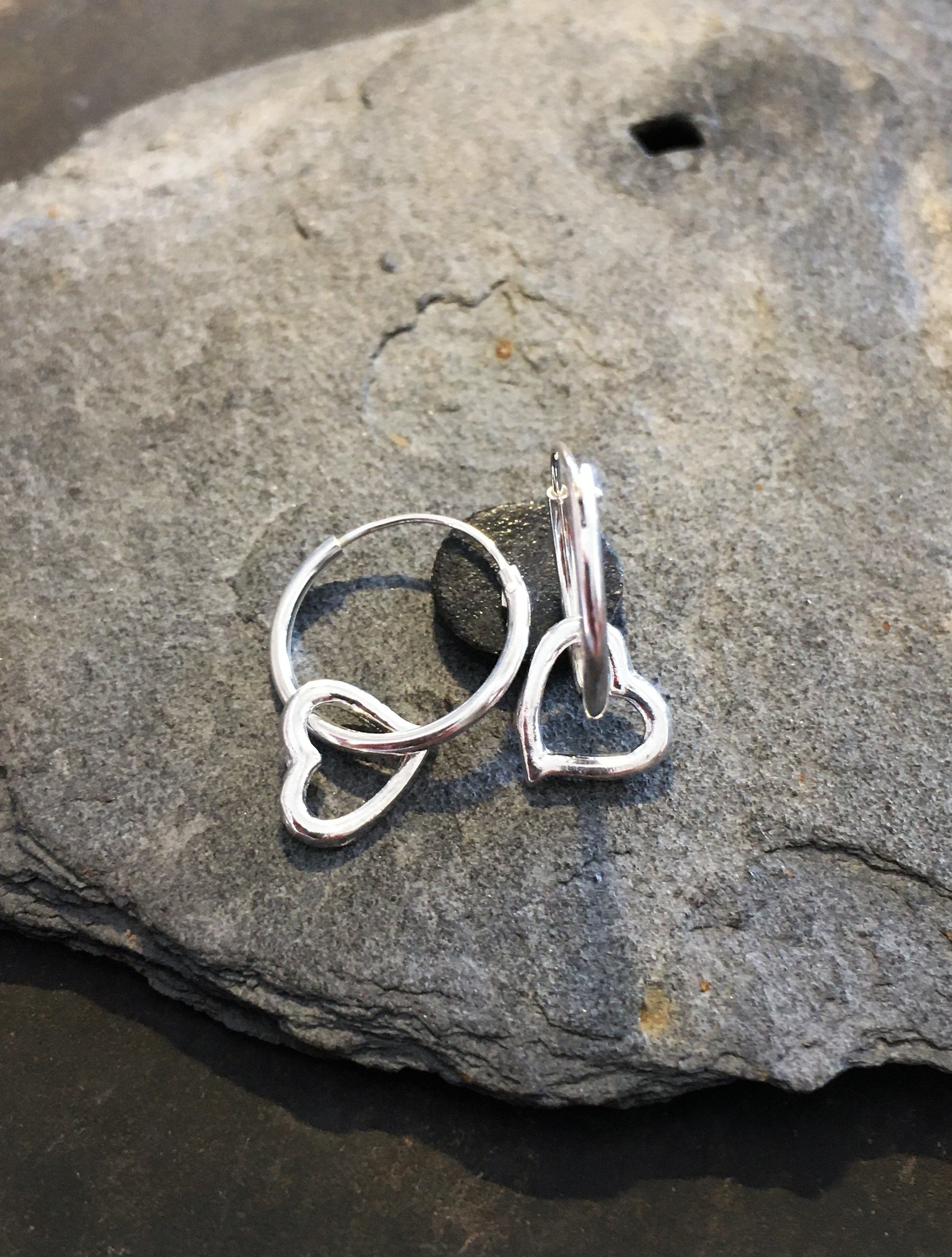 1.2 X 14mm Hoop With Heart Charm Earring