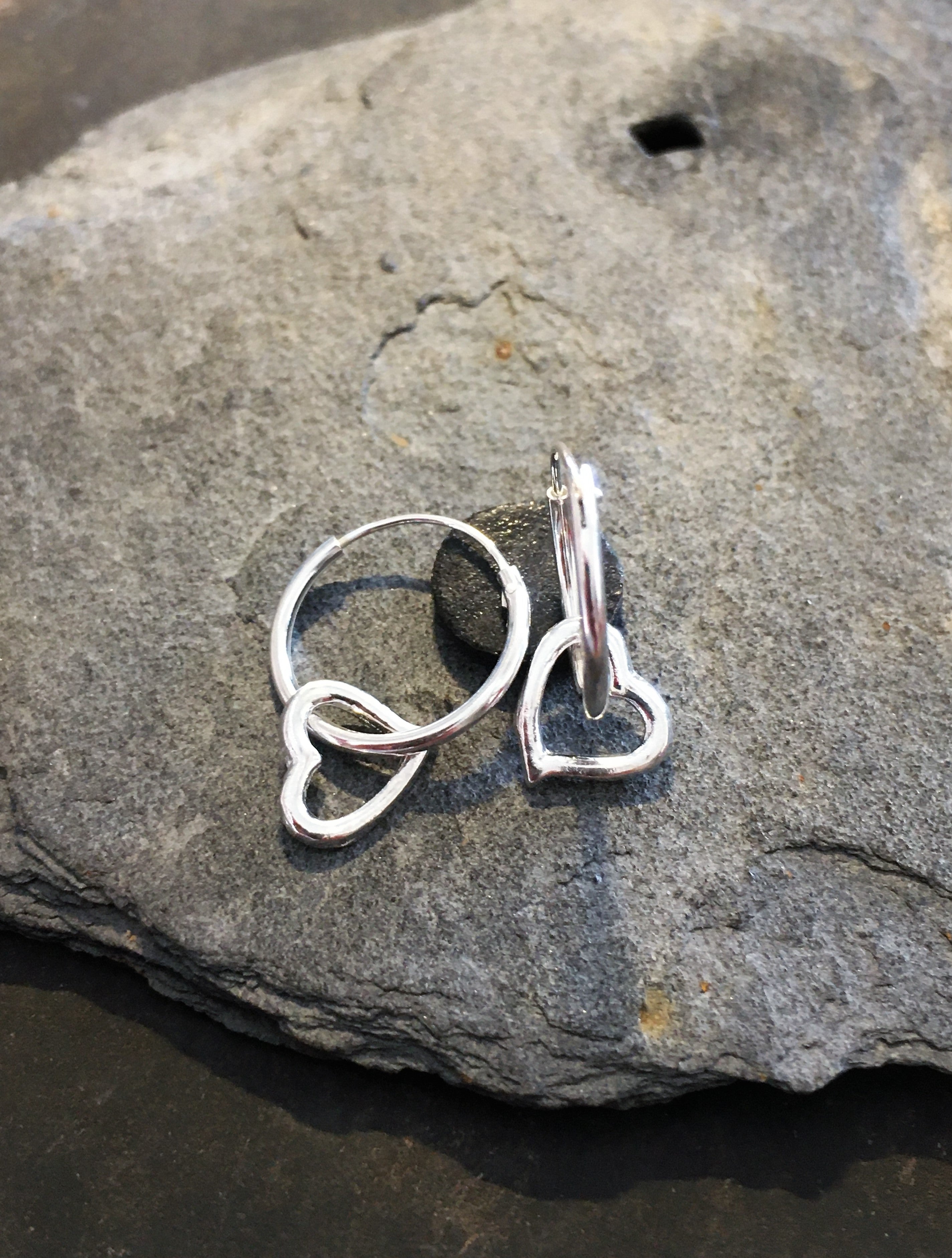 1.2 X 14mm Hoop With Heart Charm Earring