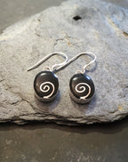 Black Oval Swirl Earring 13mm X 10mm
