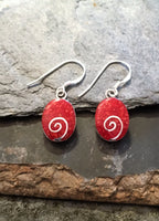 Red Oval Swirl Earring 13mm X 10mm