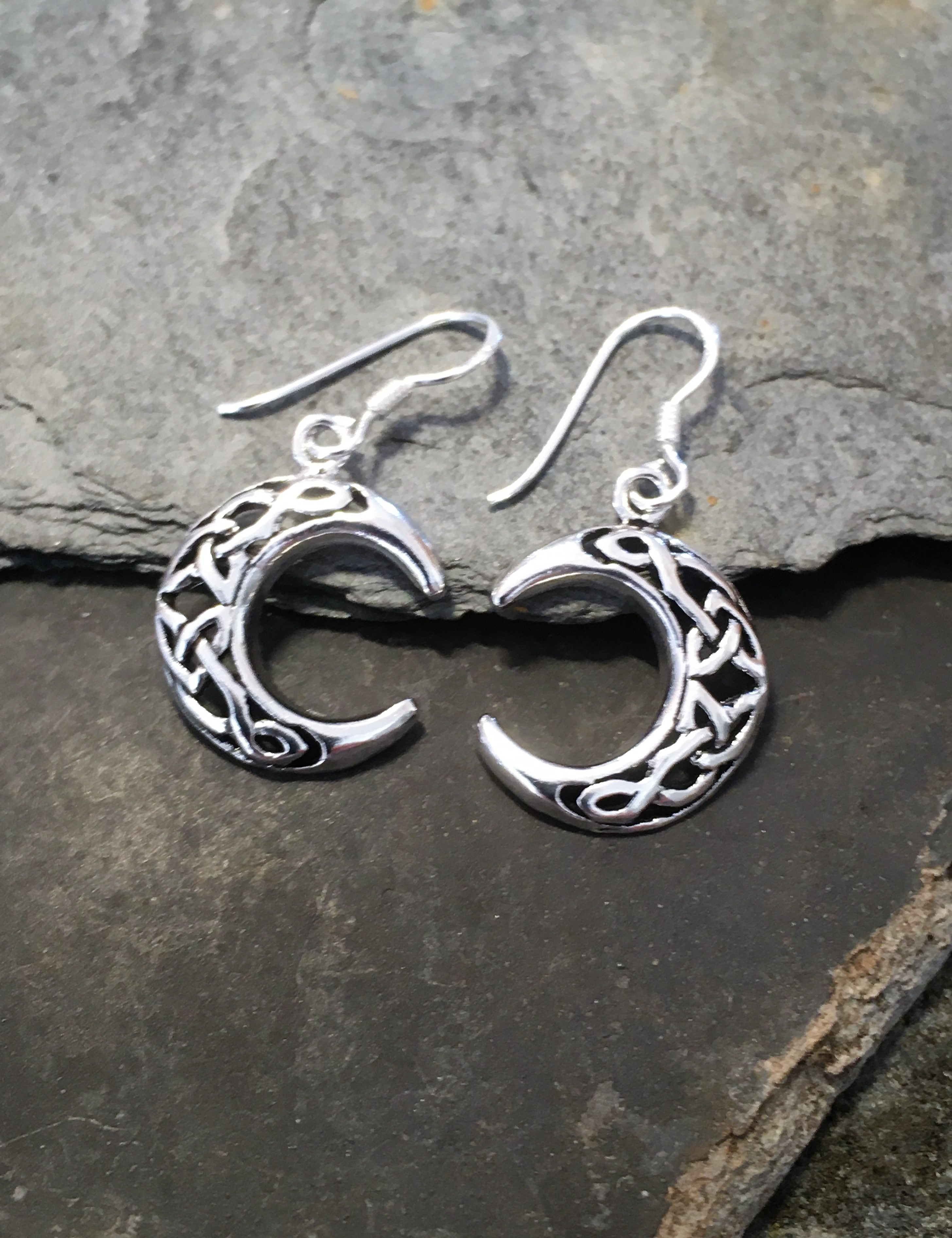 Celtic Moon Earring 15mm Drop
