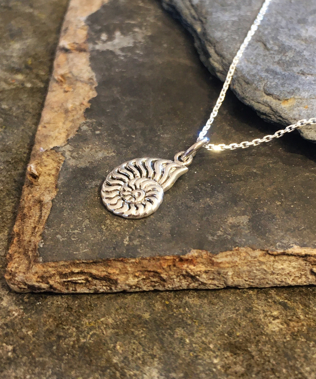 Silver Ammonite Pendant 14 X 10mm