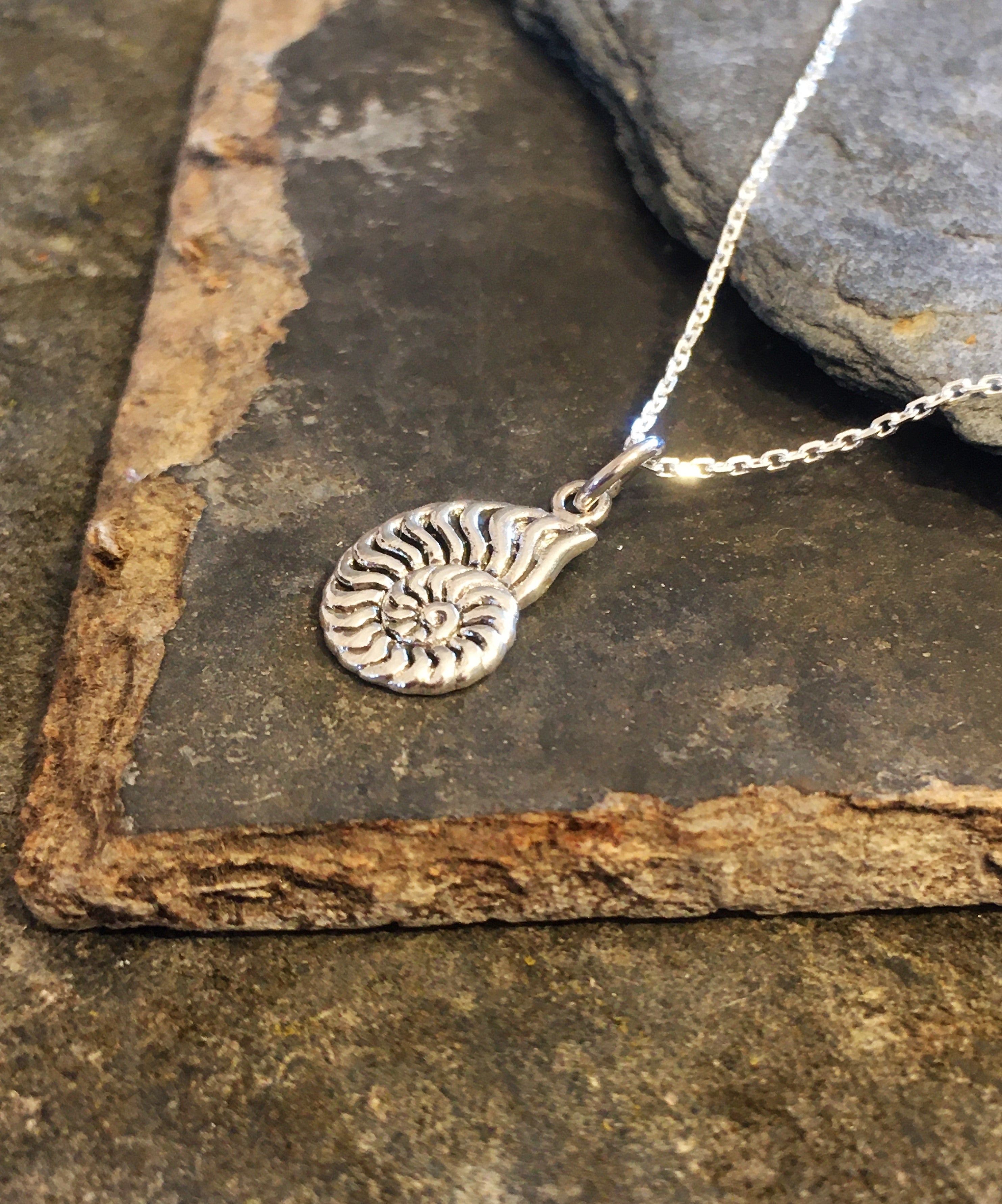 Silver Ammonite Pendant 14 X 10mm