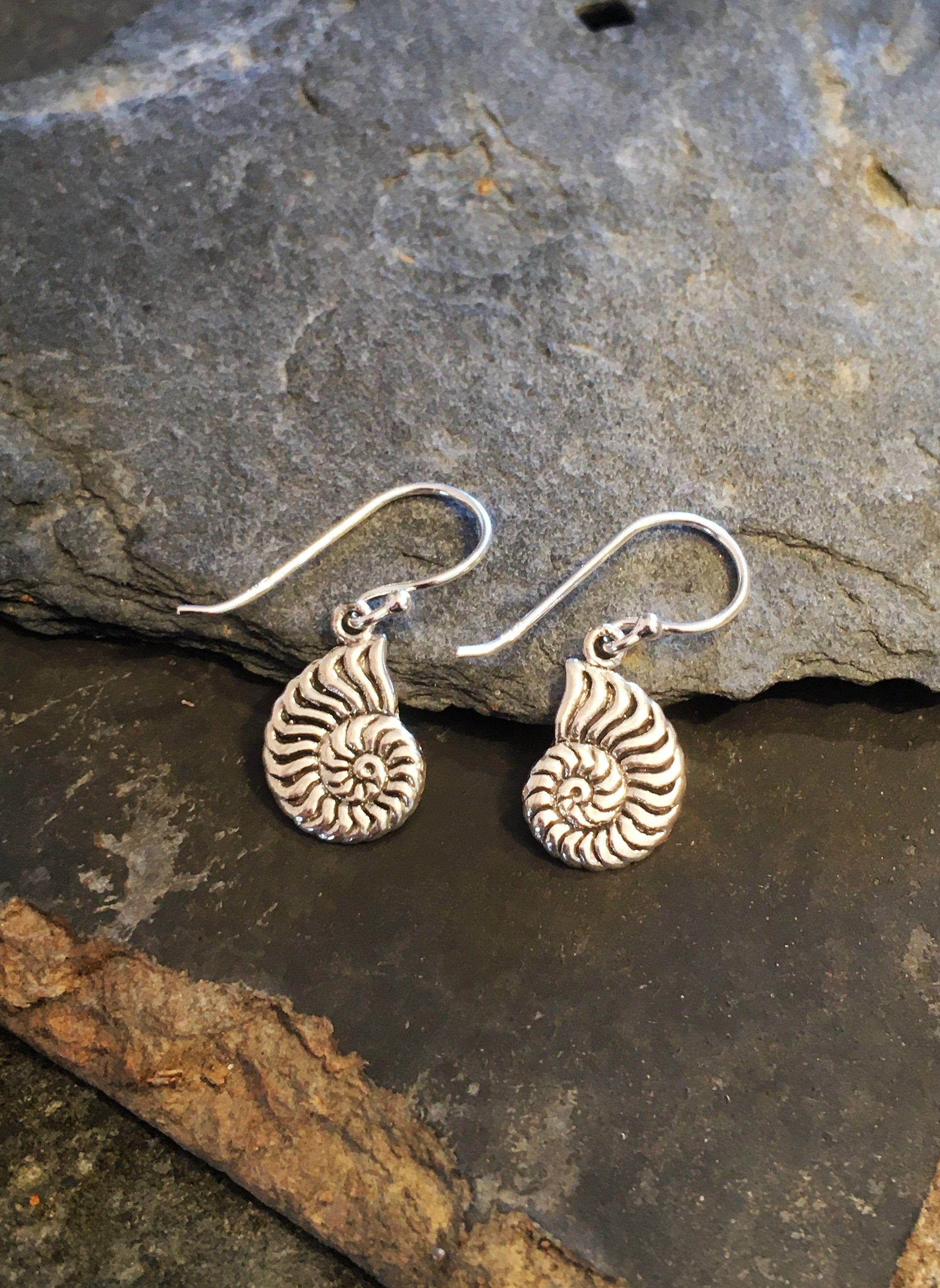 Silver Ammonite Earring 25 X 10mm