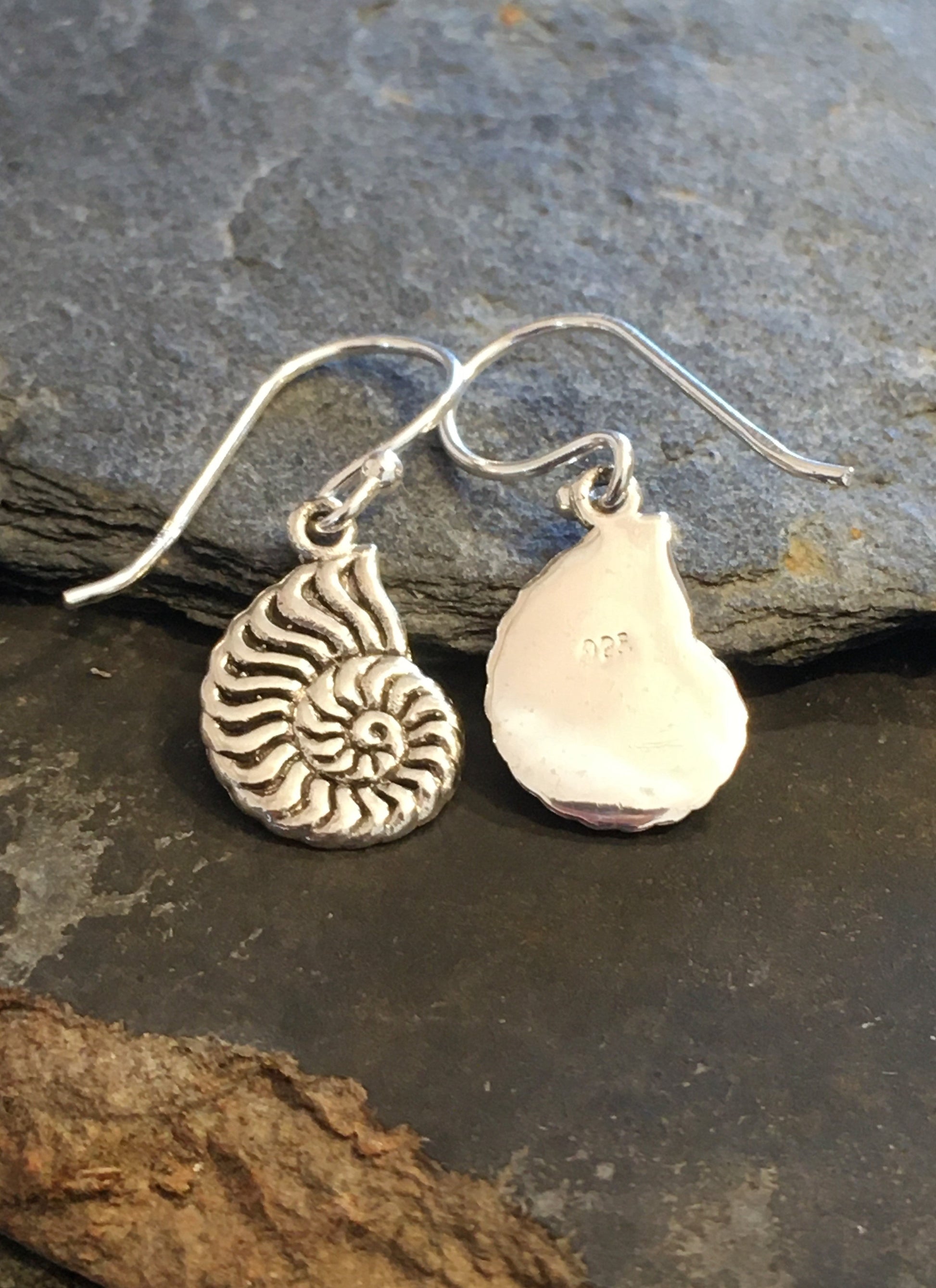 Silver Ammonite Earring 25 X 10mm