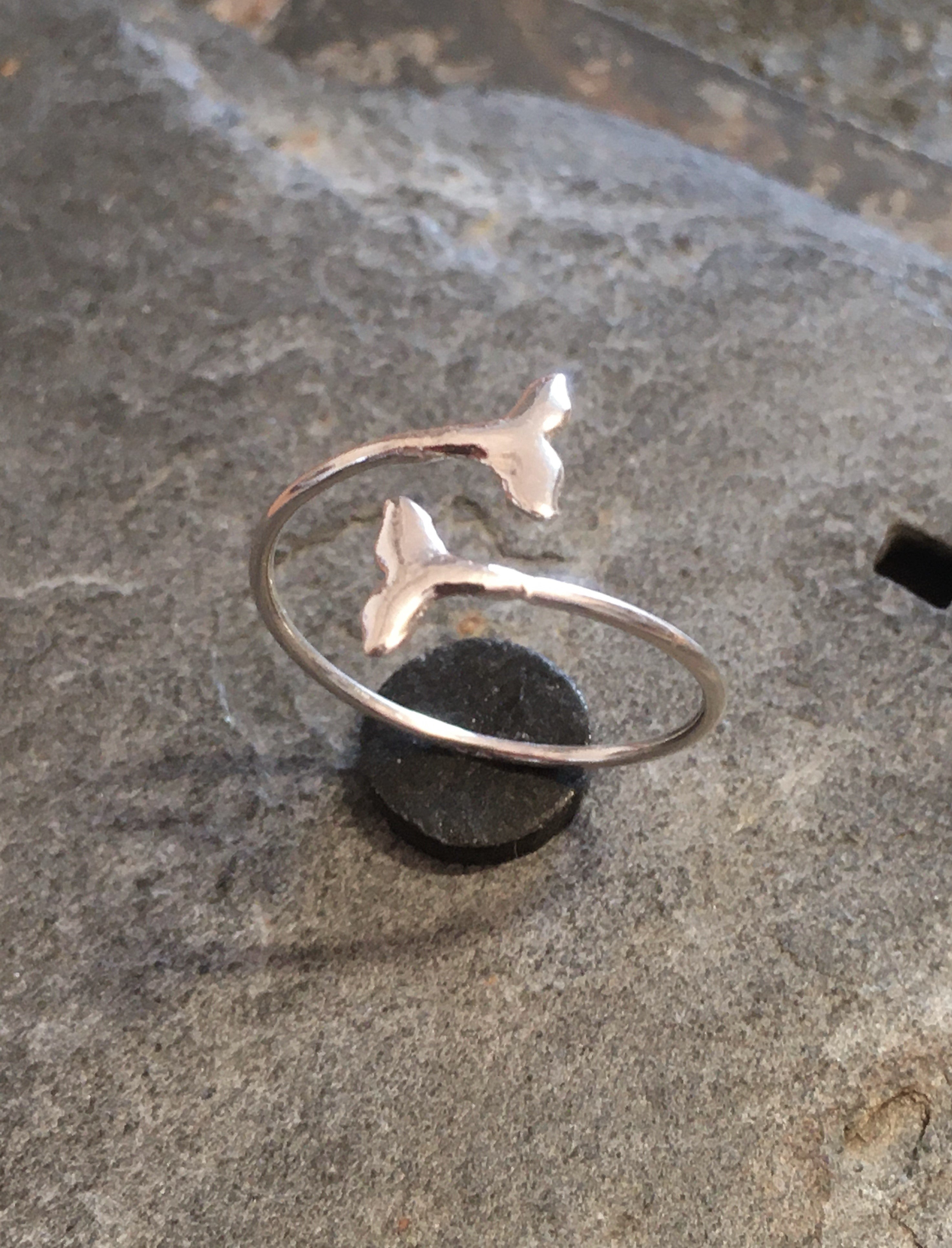 Silver Whale Tail Ring One Size