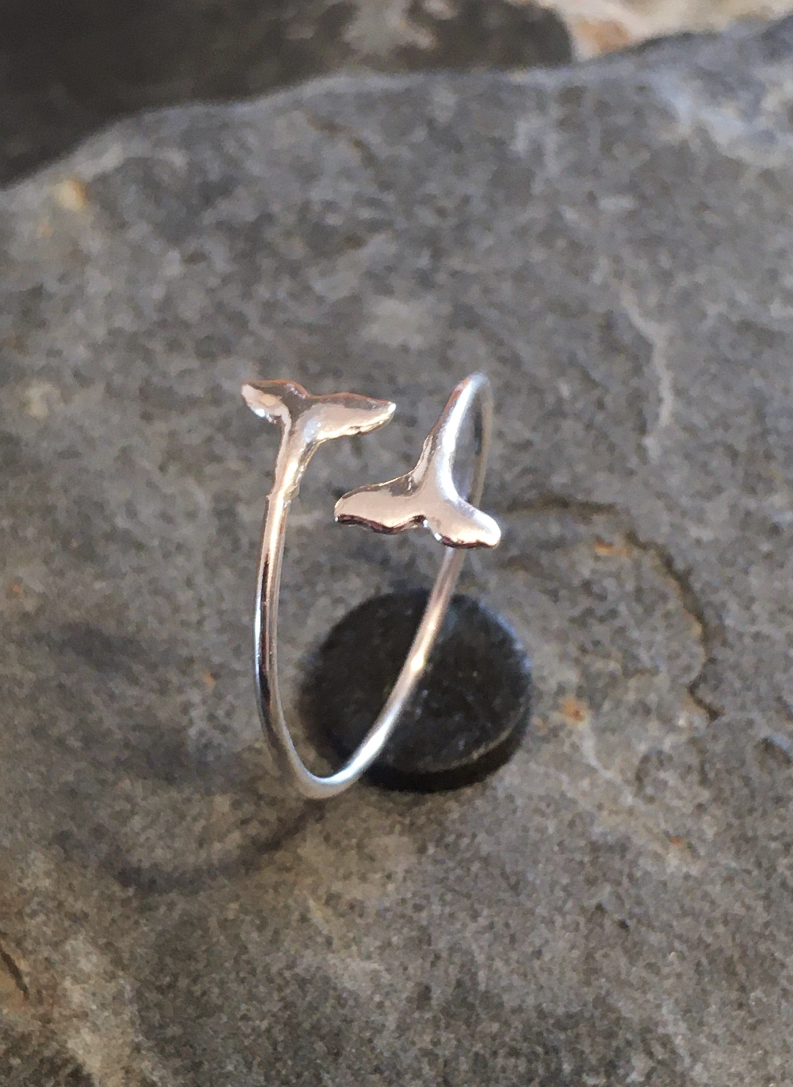 Silver Whale Tail Ring One Size