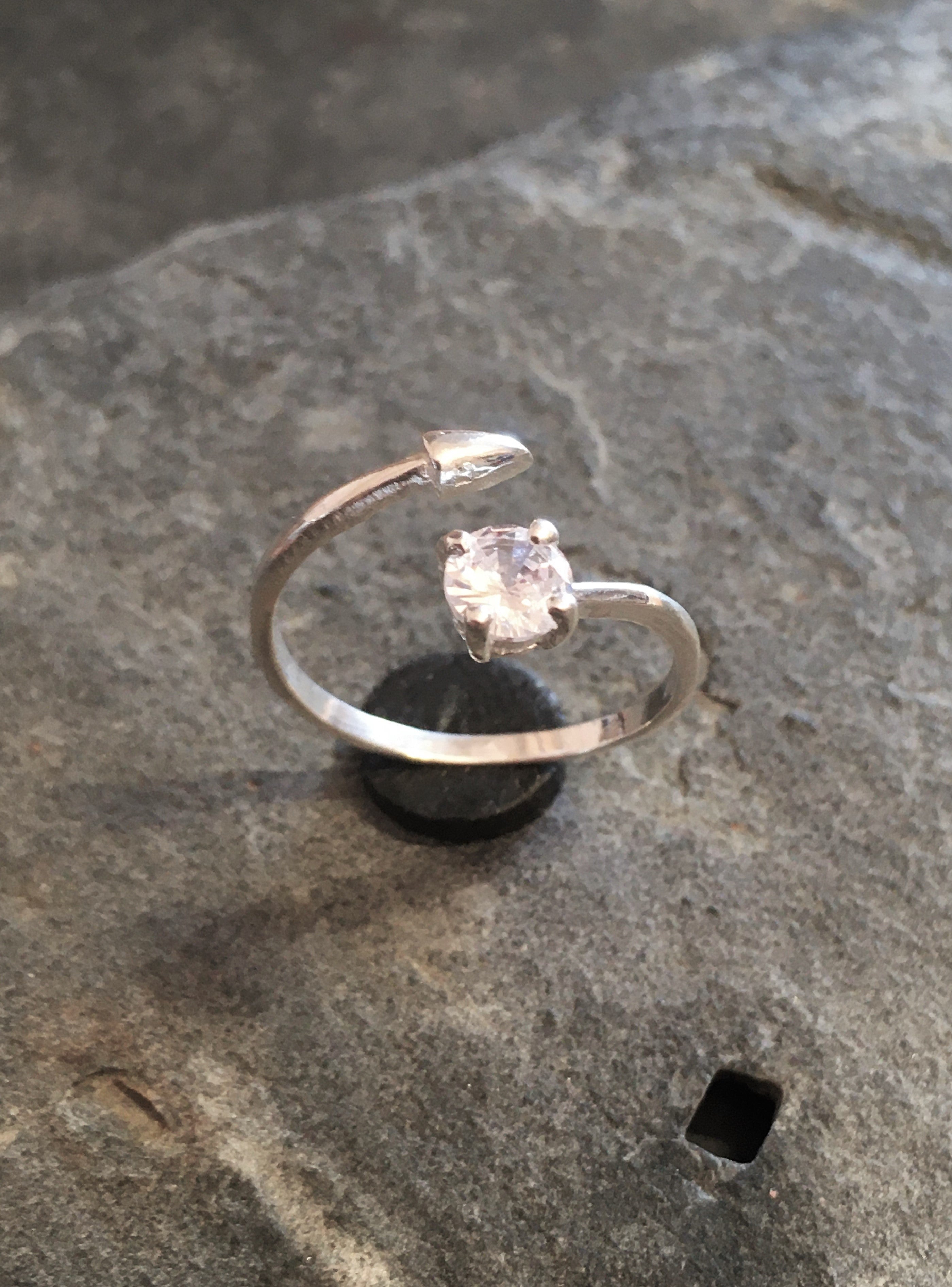 Silver Arrow & Cubic Zirconia Ring One Size