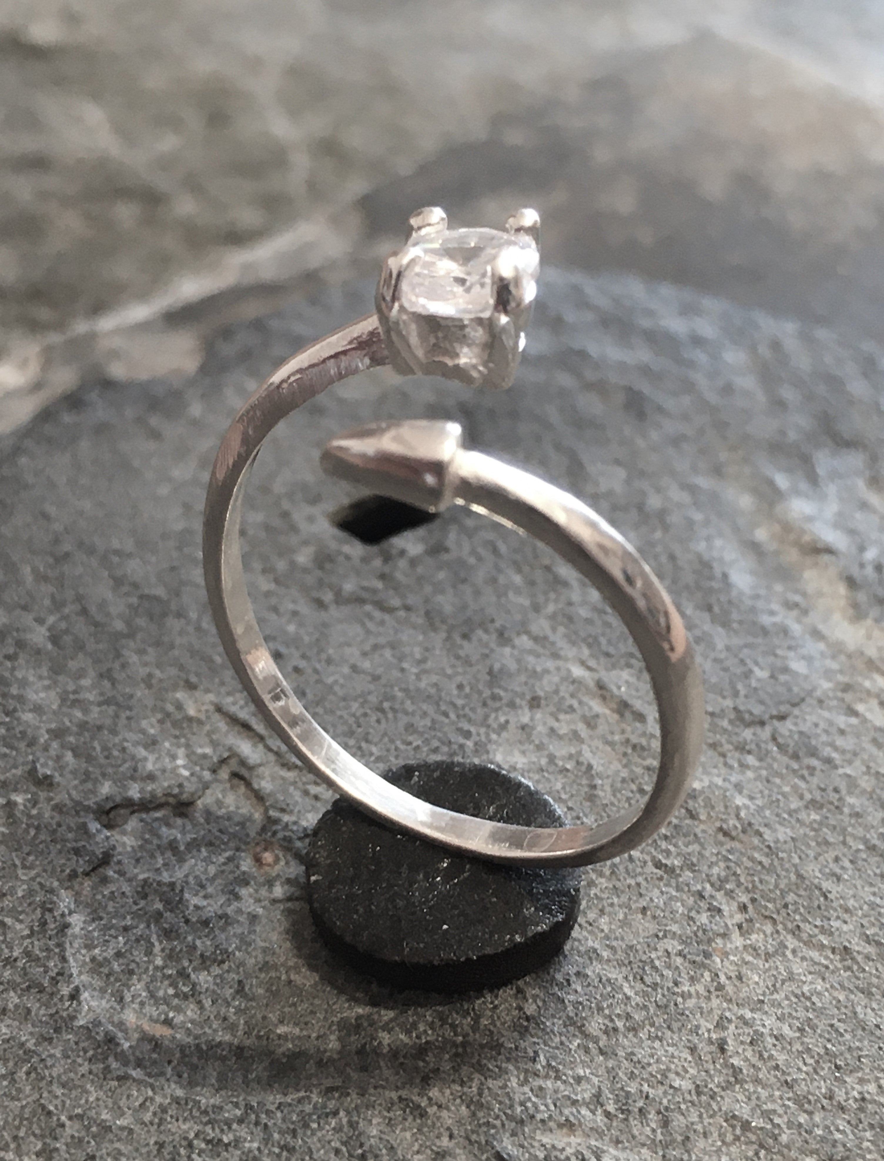 Silver Arrow & Cubic Zirconia Ring One Size
