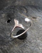 Silver Whale Tail & Cubic Zirconia Ring One Size