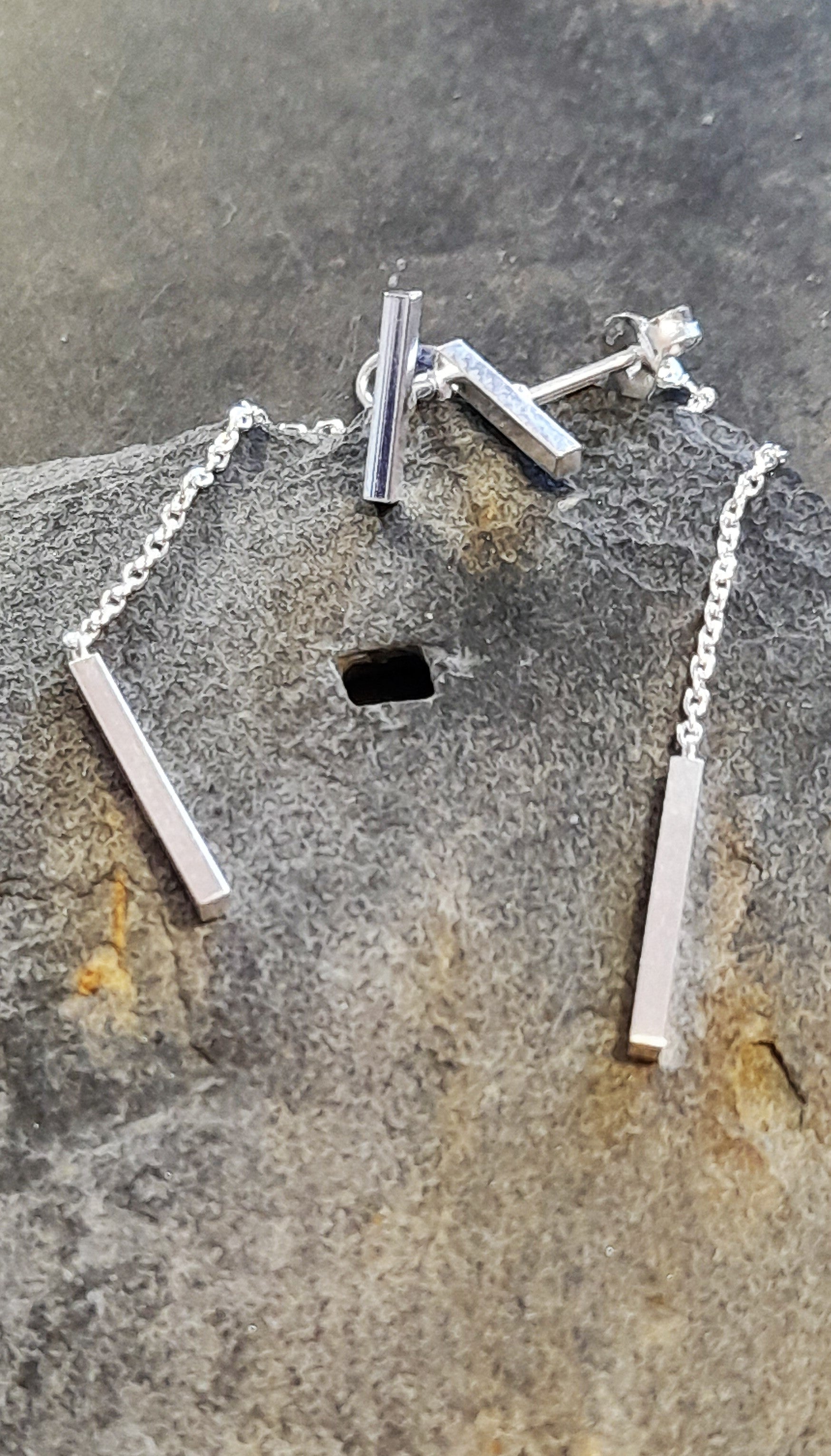 Silver Bar Threader Earring