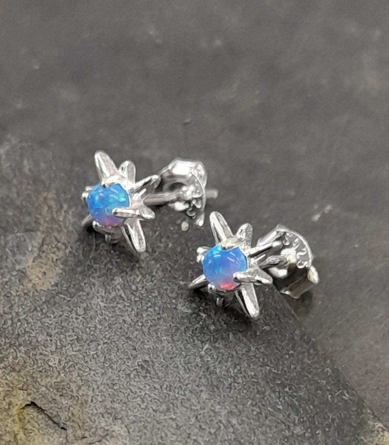 Syn Opal Silver Star 5 X 5mm Stud